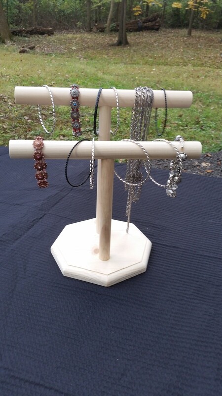 Standing 2 rails bracelet or necklace holder - Unstained/Unfinished