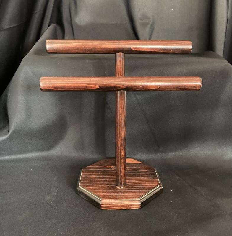 Standing 2 rails bracelet or necklace holder - Red Mahogany