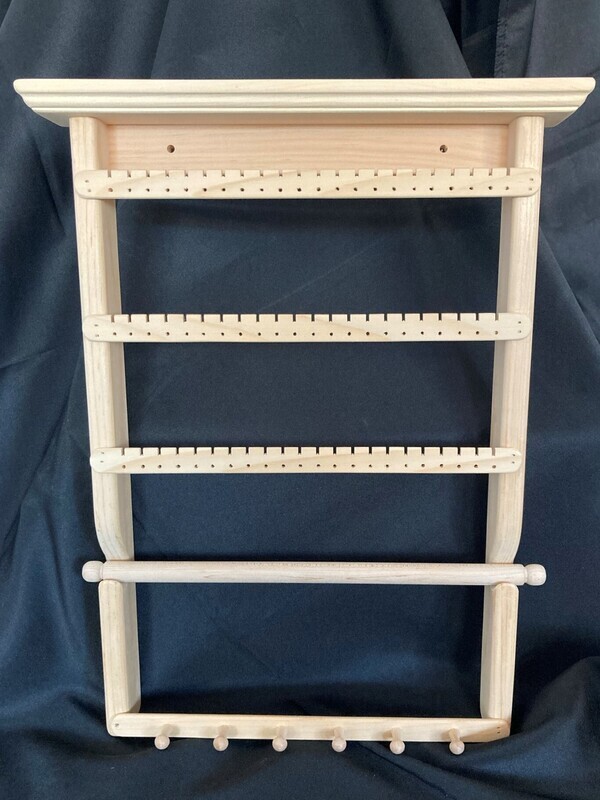 Jewelry Organizer Wall Mount  3 slats 1 bar 1 necklace - Unstained/Unfinished