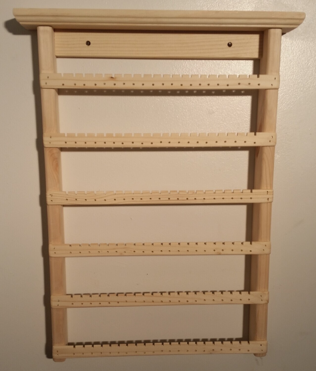 Earring Holder wall mount  with six slats - Unstained/Unfinished