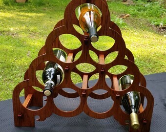 10 Bottle Elegantly Shaped Wine Rack - Golden Oak