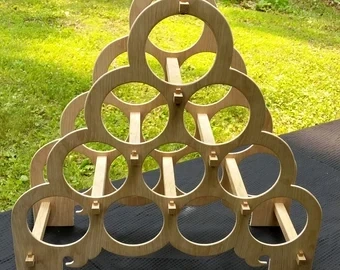 10 Bottle Elegantly Shaped Wine Rack - Unstained/Unfinished
