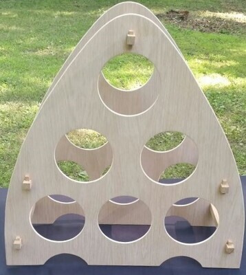 6 Bottle Tabletop Missile Shaped Wine Rack - Unstained/Unfinished