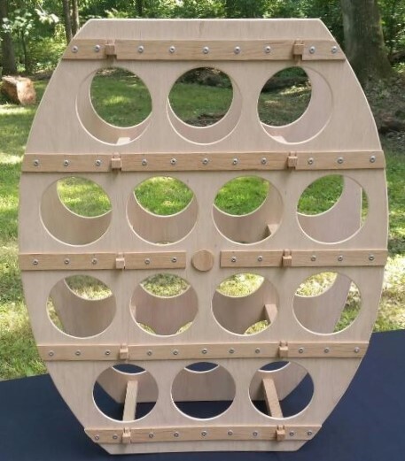 14 Bottle Barrel Shaped Wine Rack - Unstained/Unfinished