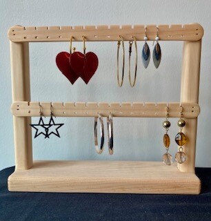 Earring holder small standing organizer - Unstained/Unfinished