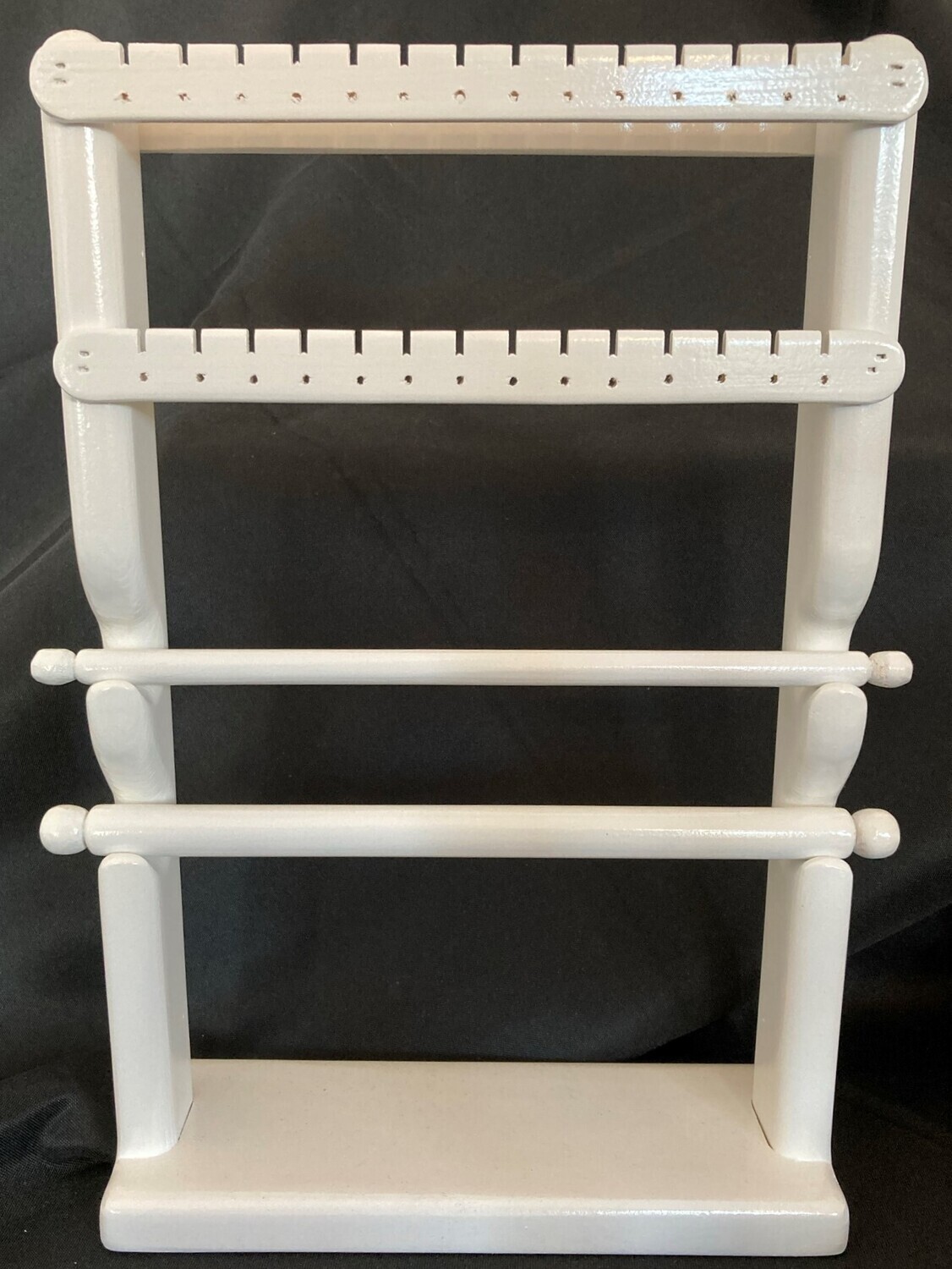 Medium standing jewelry organizer 2 bars 2 slats 1 necklace combo - White