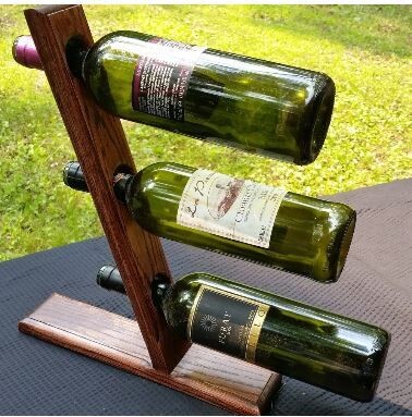 3 Bottle Vertical Tabletop Wine Rack - Red Mahogany