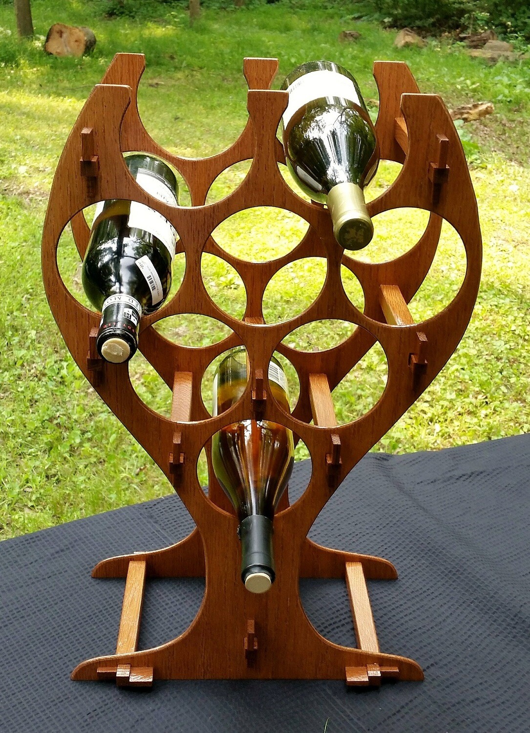 White Wine Glass Shaped Wine Rack - Golden Oak
