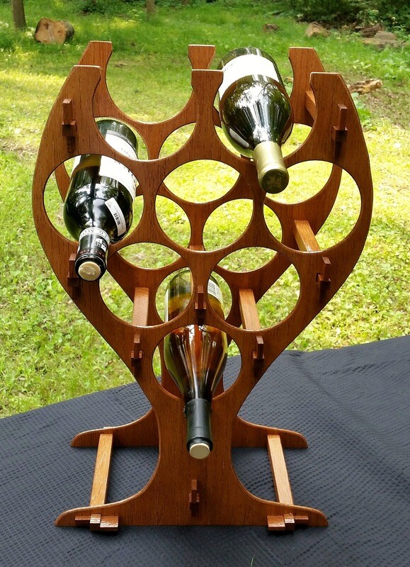 White Wine Glass Shaped Wine Rack - Golden Oak