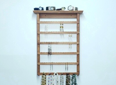 Wall Mount with five slats and one necklace - Cherry