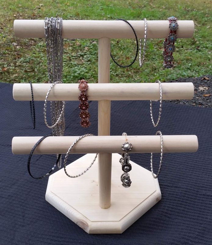 Standing 3 rails bracelet or necklace holder - Unstained/Unfinished