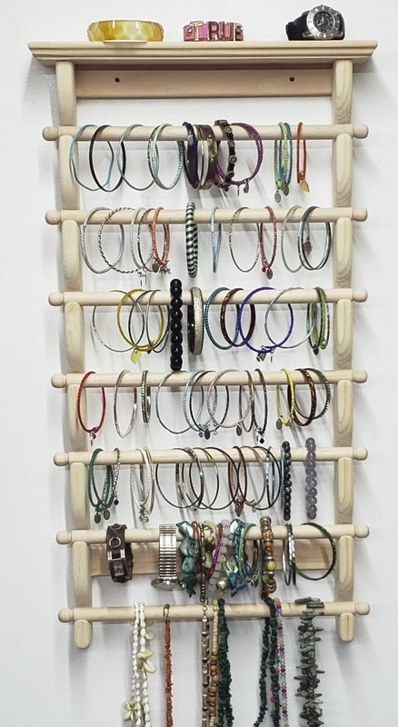 Bracelet Holder Seven bars wall mount- Unstained/Unfinished