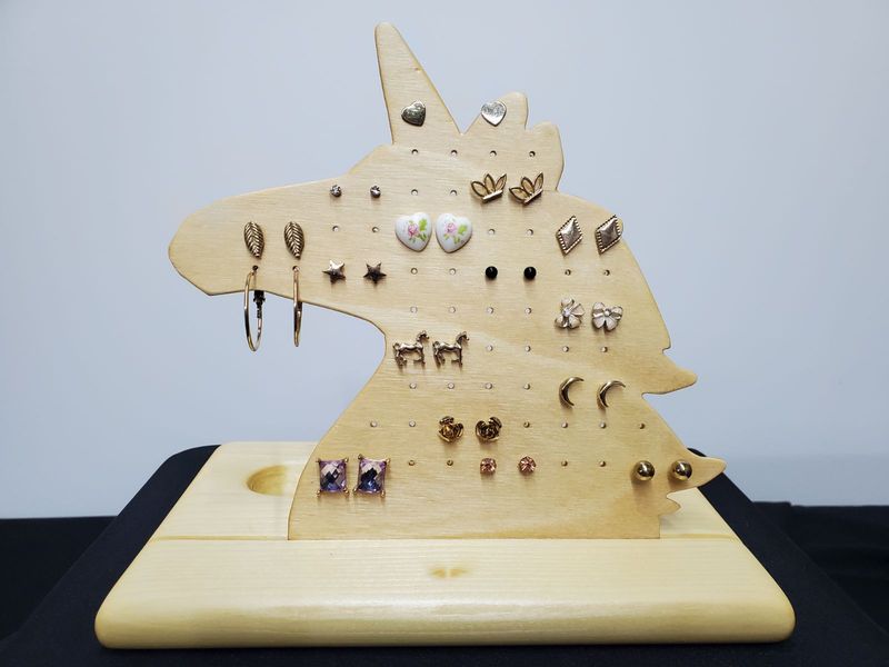 Small Unicorn earring holder w/back - catcher