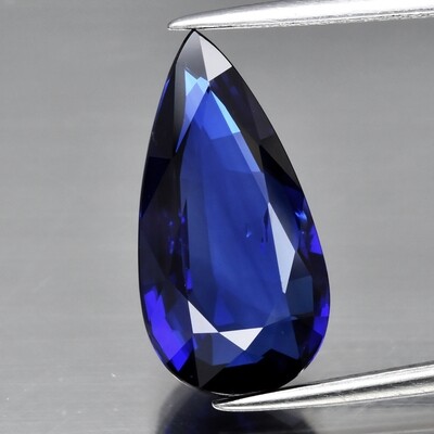 Big Rare! 5.08ct 15.8x8mm VVS Pear Royal Blue Sapphire Madagascar, Heated
