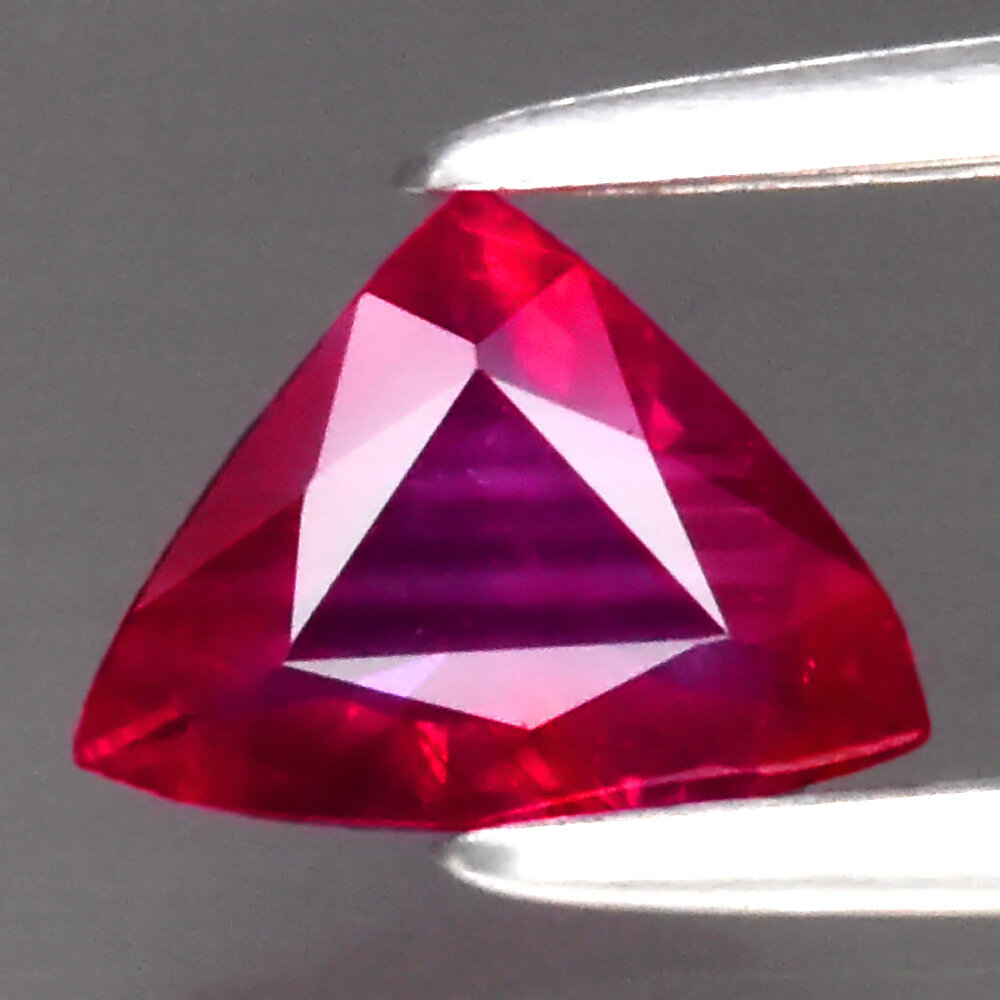 0.42ct 6x4.4mm Trillion Natural Pinkish Red Ruby Unheated Mozambique