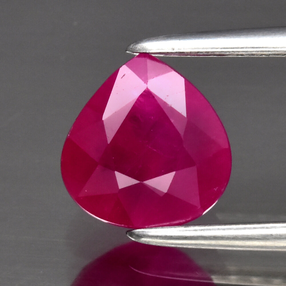 1.14ct 6.3x6mm Pear Natural Purplish Red Ruby Mozambique *Heated