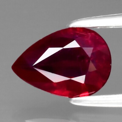 0.69ct 7x5mm Pear Natural Purplish Red Ruby, Mozambique *Heated