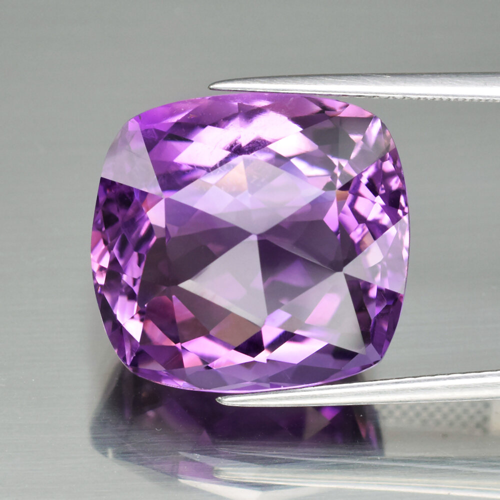 23.02ct 17.7x16.6mm VVS Cushion Rose-Cut Natural Unheated Purple Amethyst
