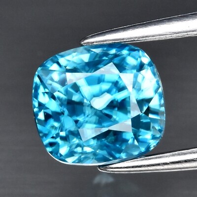 2.40ct 6.4x6mm VVS Cushion Natural Gentle Heat Blue Zircon, Cambodia