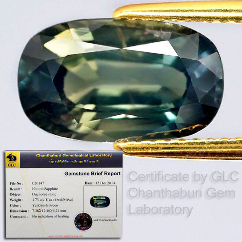 Rare! 4.73ct Oval Natural Unheated Yellowish Green Sapphire *Certified