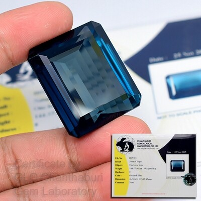 Certified Big! 144.37ct 31.5x26.5mm Octagon Natural London Blue Topaz, Brazil