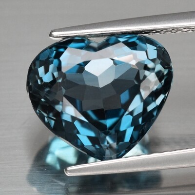 VS 5.63ct 11x9.5mm Heart Natural London Blue Topaz, Brazil