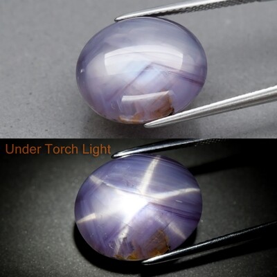 CERTIFICATE Inc*20.77ct Oval Natural Unheated Violetish Blue 6 Ray Star Sapphire