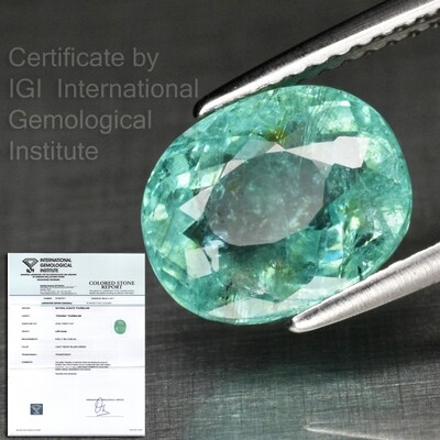 RARE! 2.88ct Light Neon Bluish Green Natural Paraiba Tourmaline *IGI Full Report