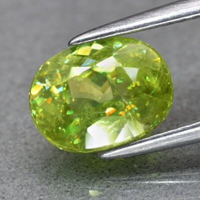 2.02ct 8.3x6.3mm Oval Natural Greenish Yellow Sphene, High Luster
