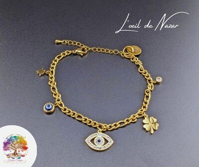 Bracelet Porte-bonheur doré Collection Oeil de Nazar