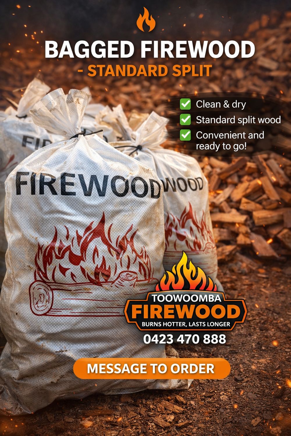 BAGGED FIREWOOD - (STANDARD SPLIT) - *PICK UP ONLY* BAGGED FIREWOOD - (STANDARD SPLIT) - *PICK UP ONLY*