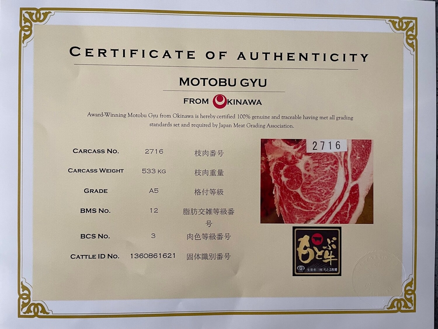Motobu GYU A5 Ribeye
