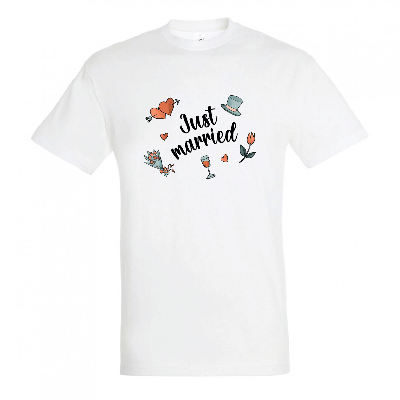 T-shirt &quot;Just Married&quot; (επιλογή μεγέθους/χρώματος)