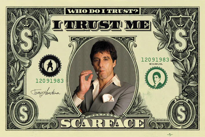 Scarface Dollar Bill 61×91,5cm PP30686