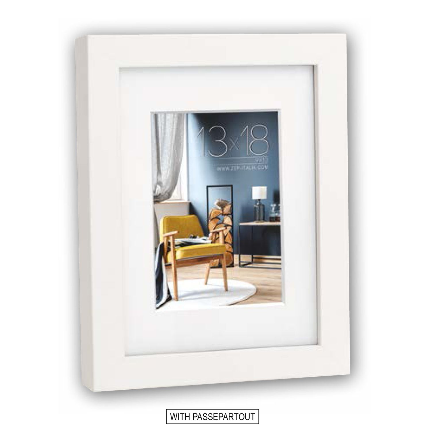 Ξύλινη Κορνίζα Λευκή με Passepartout 15x20 / 20x30 V5923W
