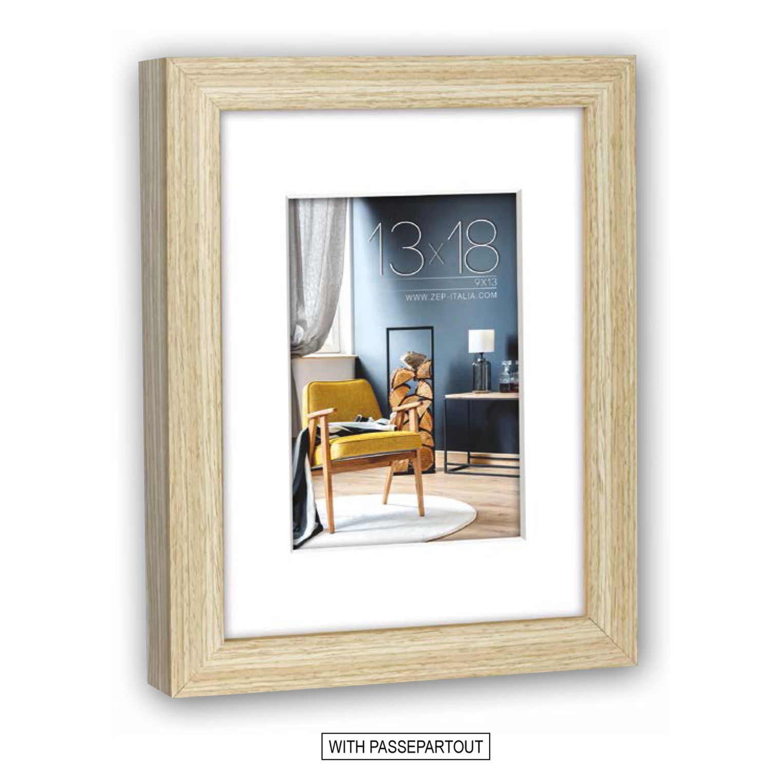 Ξύλινη Κορνίζα Φυσικού Ξύλου με Passepartout 30x40 / 40x60 V5960N