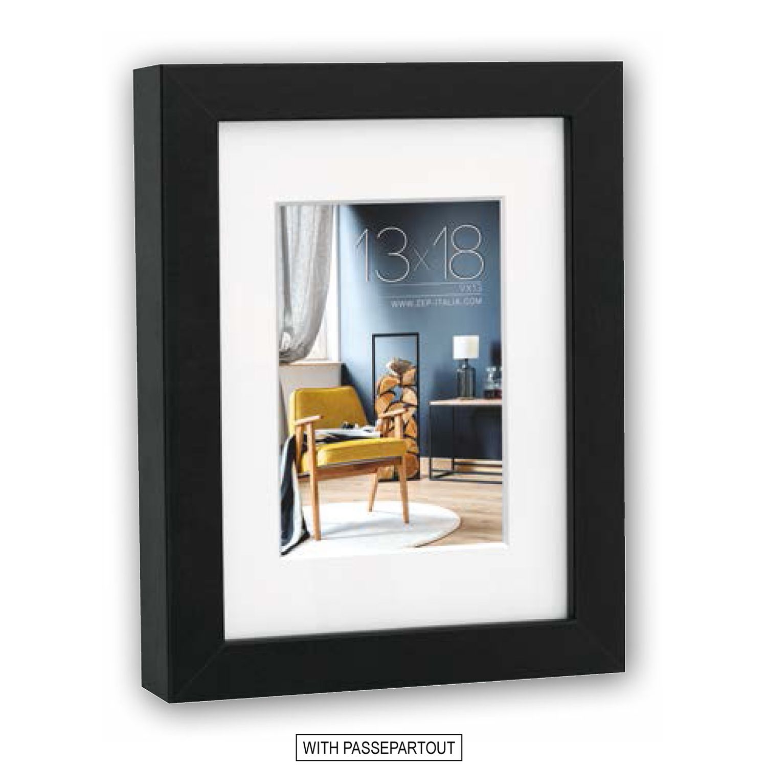 Ξύλινη Κορνίζα Μαύρη με Passepartout 7x10 / 10x15 V5946B