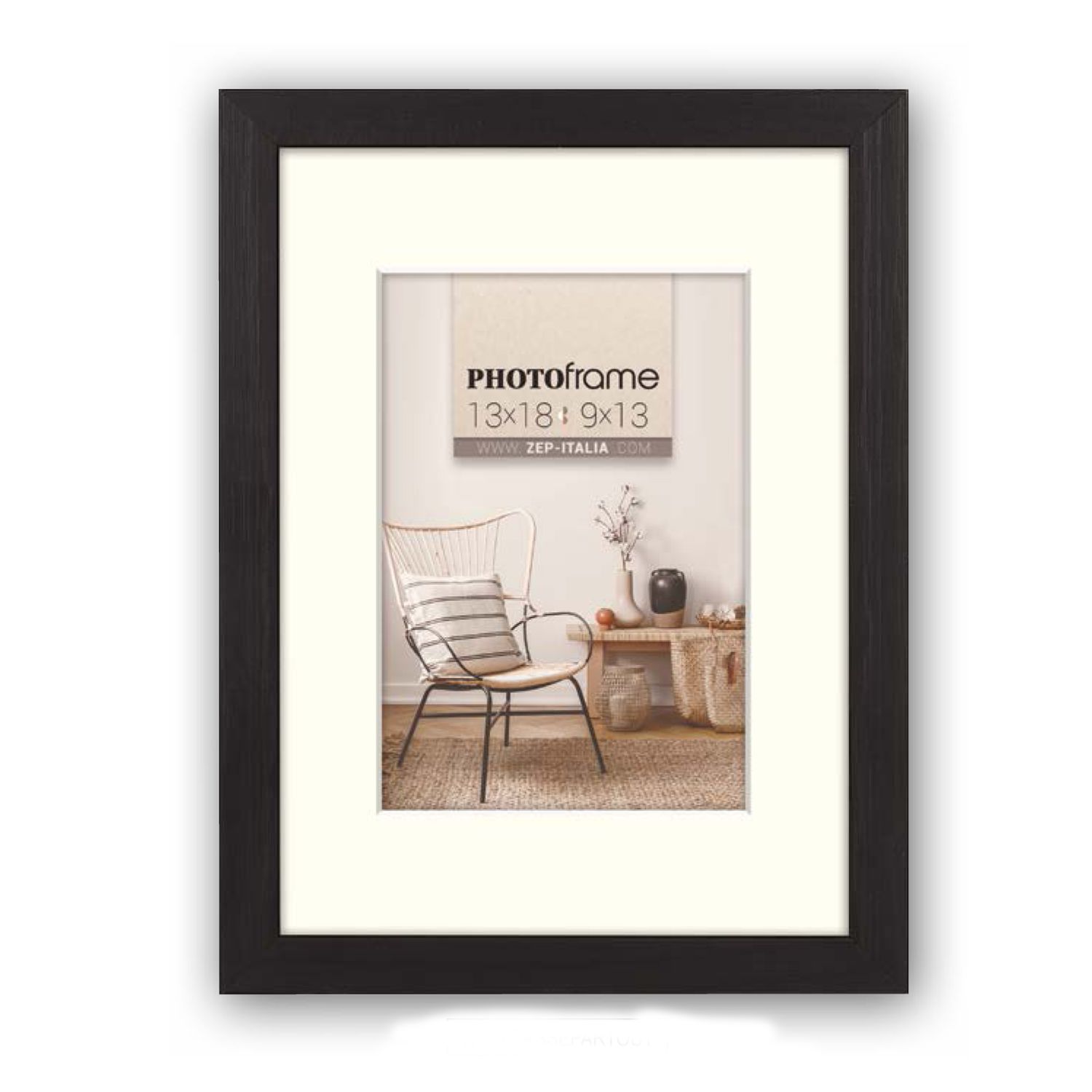 Ξύλινη Κορνίζα Μαύρη με Passepartout 40x60 / 50x70 V4575B