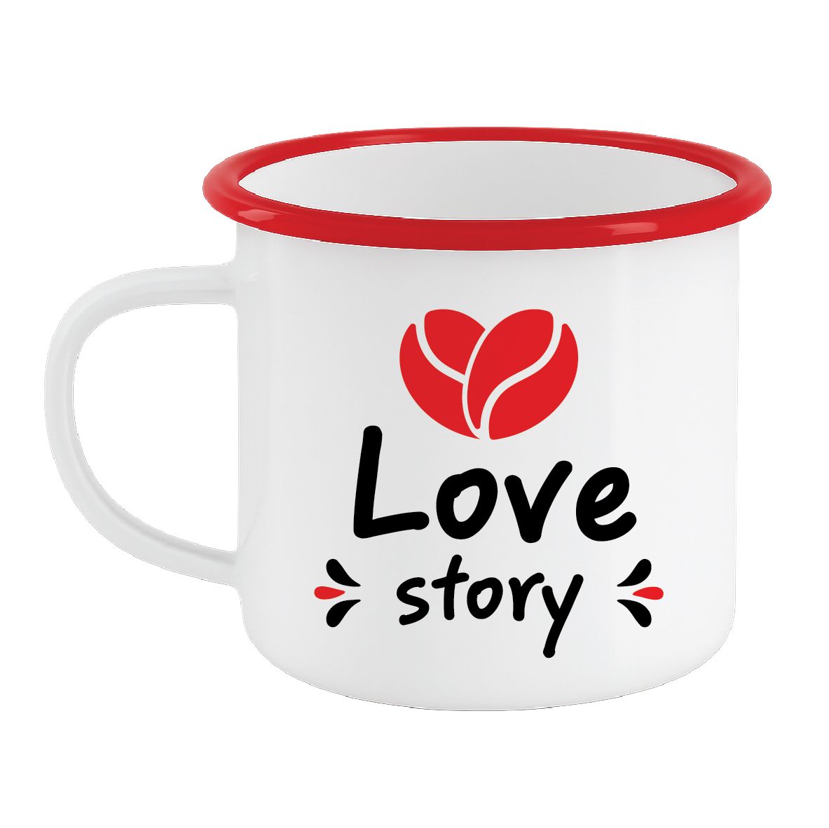 Εμαγιέ κούπα "Εγώ + Καφές: Love story " (επιλογή χρώματος)