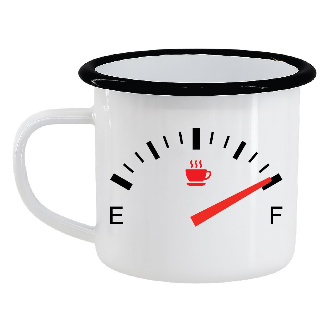 Εμαγιέ κούπα "Καφεΐνη: επίσημο καύσιμο" (επιλογή χρώματος)