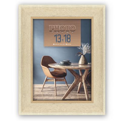 Πλαστική κορνίζα 13×18 λευκή με όψη ξύλου Arles