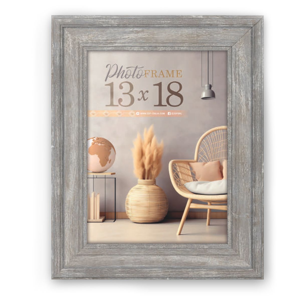 Πλαστική κορνίζα 15×20 γκρι με όψη ξύλου Palermo