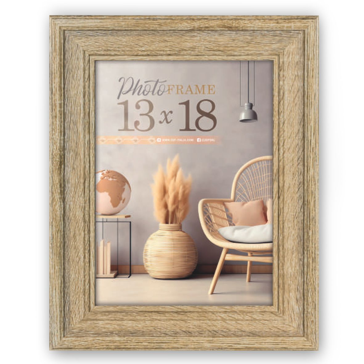 Πλαστική κορνίζα 13×18 φυσικό ξύλο Palermo