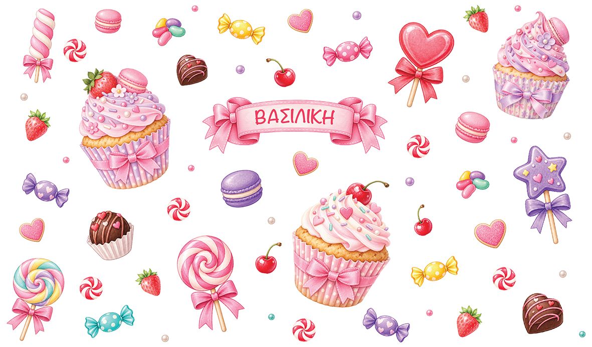 Παιδικό Παγούρι "Candy" + Όνομα (με καλαμάκι)