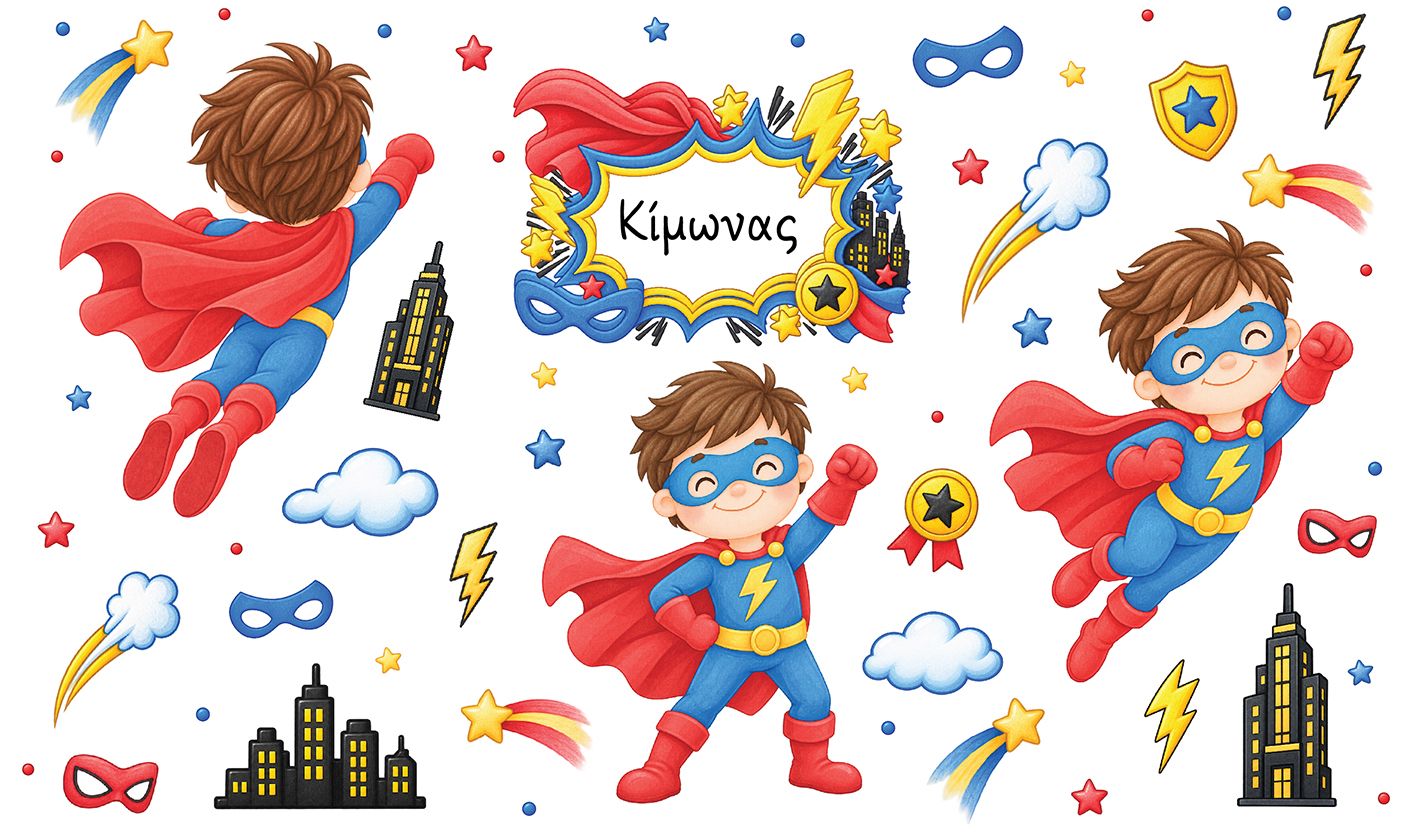 Παιδικό Παγούρι "Superhero" + Όνομα (με καλαμάκι)