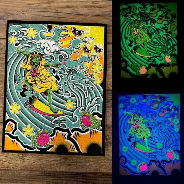 Yellow surfing Oni mood mat