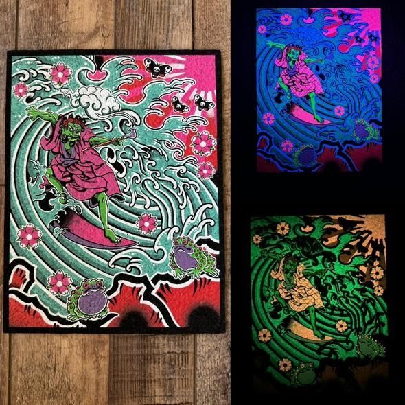 Magenta surfing Oni mood mat collab
