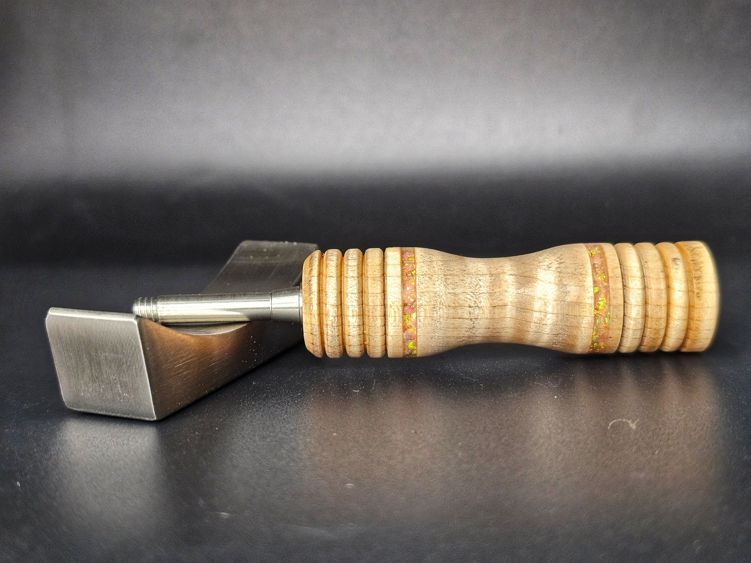 Curly maple W/ coral opal inlay
