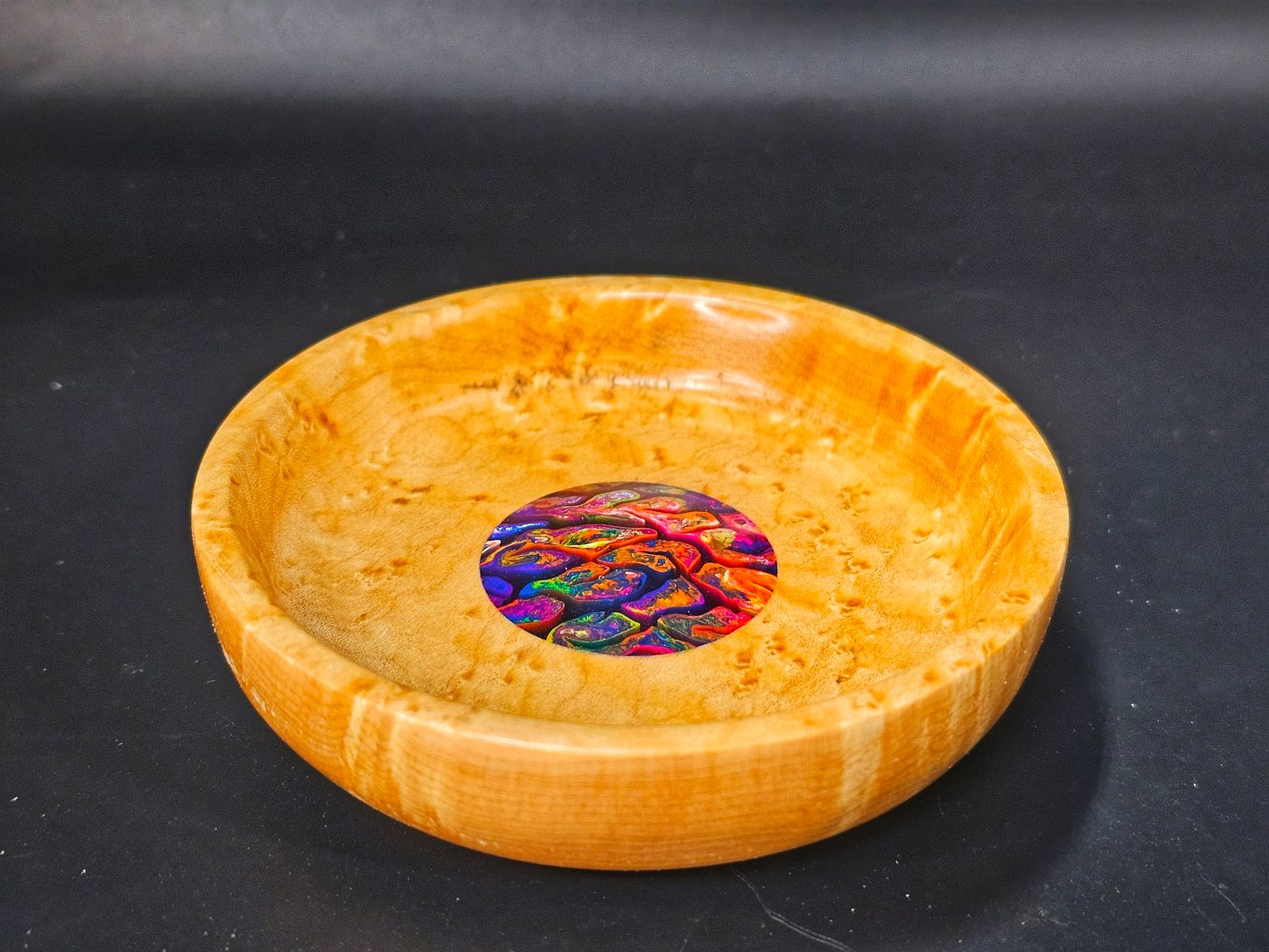 Birdseye maple with resin &quot;coin&quot;