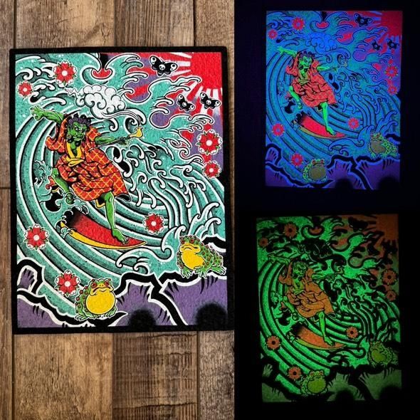 Red W/ yellow stripes surfing Oni mood mat Red W/ yellow stripes surfing Oni mood mat